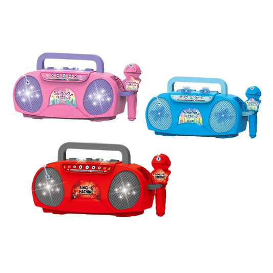 Blue Kids Portable Singing Machine Karaoke Boombox Toy with Microphone Flashing Lights and MP3 Music Player for Boys and Girls - Image 2
