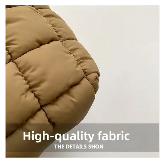 Khaki Puffer Makeup Bag Quilted Pouch Cosmetic Organizer Bag Soft Nylon Travel Toiletry Bag Zipper Handbag for Women - Image 5