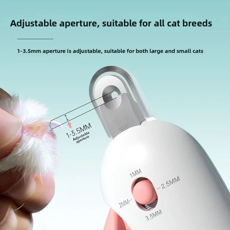 2-PCS Pink Adjustable Pet Nail Clipper with Safety Guard Professional Cat Dog Claw Trimmer with Hidden Nail File and Splash Proof Box - Image 3