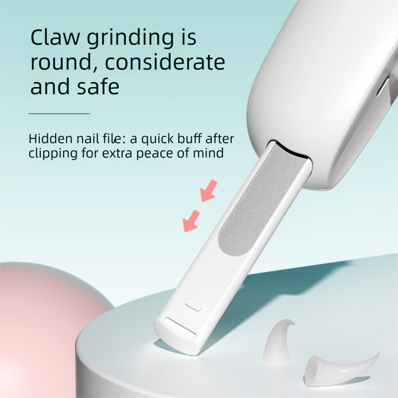 2-PCS Pink Adjustable Pet Nail Clipper with Safety Guard Professional Cat Dog Claw Trimmer with Hidden Nail File and Splash Proof Box - Image 5
