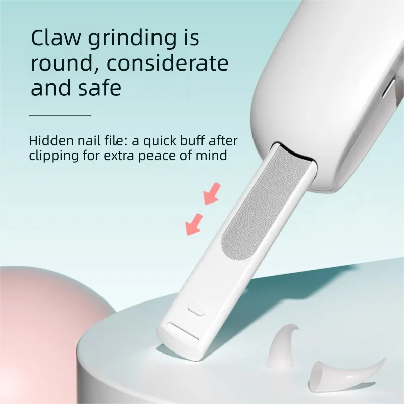 2-PCS Pink Adjustable Pet Nail Clipper with Safety Guard Professional Cat Dog Claw Trimmer with Hidden Nail File and Splash Proof Box - Image 5