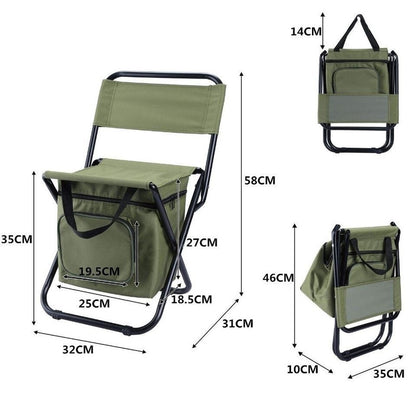 Blue 3-in-1 Portable Folding Camping Chair with Built-in 10L Cooler Bag Lightweight Backpack Stool for Fishing Beach and Outdoor Picnics - Image 2
