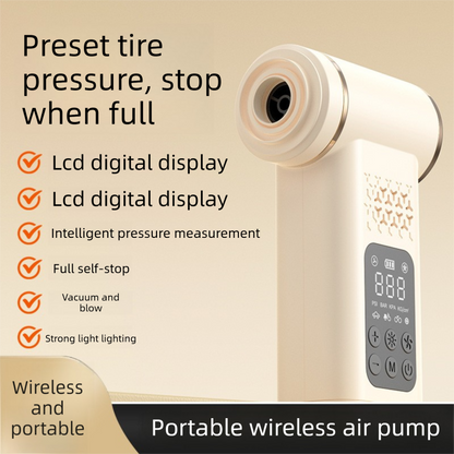Black 4-in-1 Car Vacuum Cleaner and Tyre Inflator Portable Cordless Air Pump with LED Light and Digital Pressure Gauge - Image 2