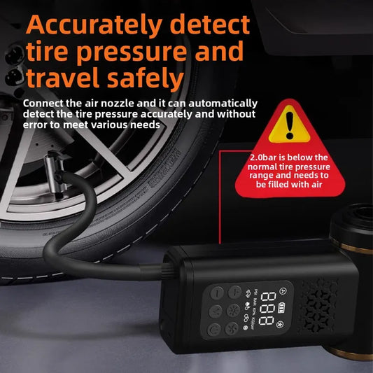 Beige 4-in-1 Car Vacuum Cleaner and Tyre Inflator Portable Cordless Air Pump with LED Light and Digital Pressure Gauge - Image 3