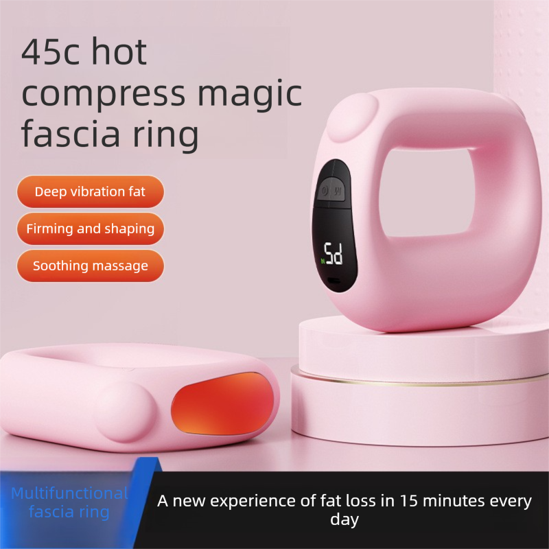 Brown Portable Fascia Massage Ring Vibration Massager with Heat and LED Display for Muscle Relaxation and Body Shaping - Image 3