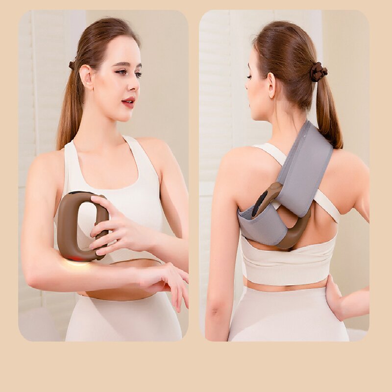Black Portable Fascia Massage Ring Vibration Massager with Heat and LED Display for Muscle Relaxation and Body Shaping - Image 6