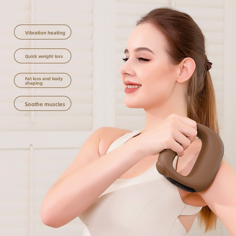 Pink Portable Fascia Massage Ring Vibration Massager with Heat and LED Display for Muscle Relaxation and Body Shaping - Image 4