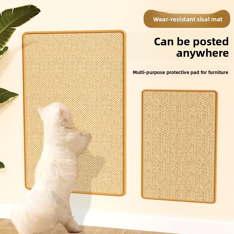 3-PCS Self-Adhesive Sisal Cat Scratching Mat Vertical Wall Mounted Scratcher Board for Furniture Protection(20cm*40cm) - Image 5