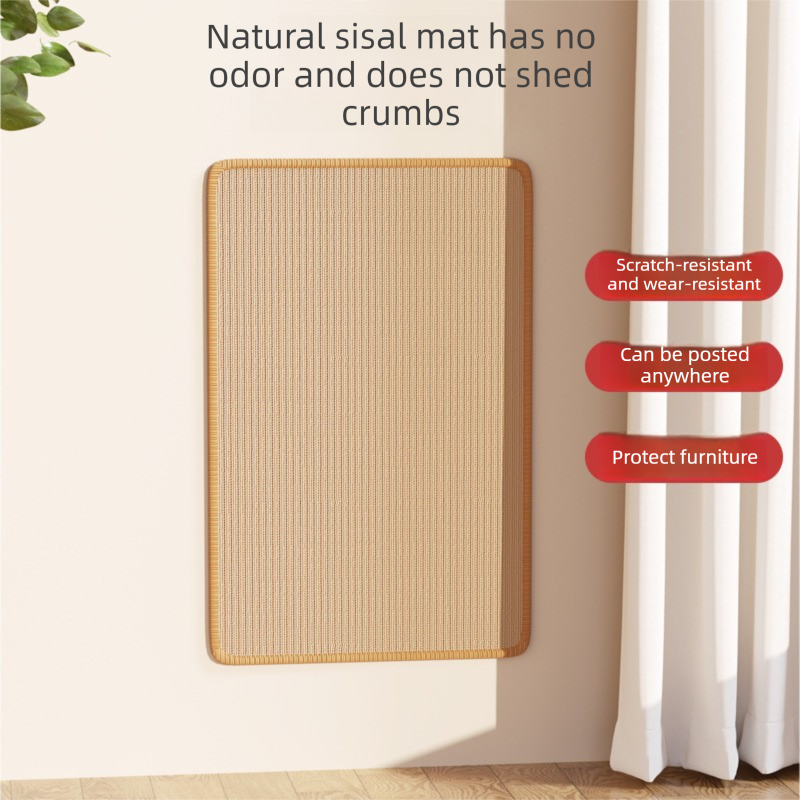 3-PCS Self-Adhesive Sisal Cat Scratching Mat Vertical Wall Mounted Scratcher Board for Furniture Protection(25cm*50cm) - Image 2
