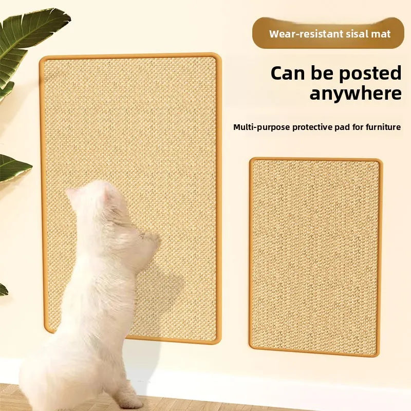 3-PCS Self-Adhesive Sisal Cat Scratching Mat Vertical Wall Mounted Scratcher Board for Furniture Protection(25cm*50cm) - Image 5