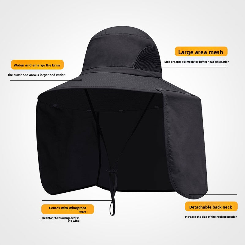 Khaki UPF 50+ Sun Protection Fishing Hat Wide Brim Neck Flap Quick Dry Bucket Hat for Outdoor Hiking and Gardening - Image 5