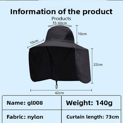 Khaki UPF 50+ Sun Protection Fishing Hat Wide Brim Neck Flap Quick Dry Bucket Hat for Outdoor Hiking and Gardening - Image 8