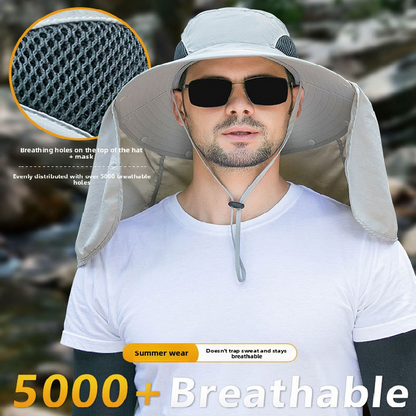 Camouflage light grey UPF 50+ Sun Protection Fishing Hat Wide Brim Neck Flap Quick Dry Bucket Hat for Outdoor Hiking and Gardening - Image 2