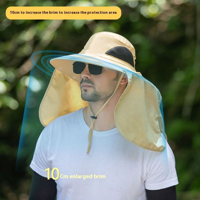 Camouflage light grey UPF 50+ Sun Protection Fishing Hat Wide Brim Neck Flap Quick Dry Bucket Hat for Outdoor Hiking and Gardening - Image 3