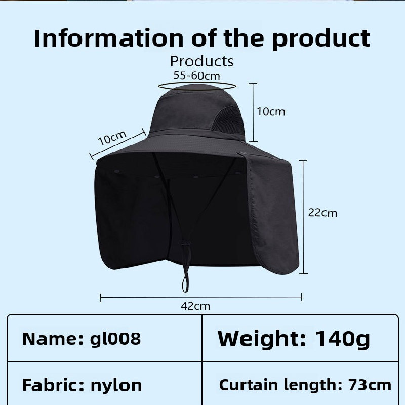 Camouflage light grey UPF 50+ Sun Protection Fishing Hat Wide Brim Neck Flap Quick Dry Bucket Hat for Outdoor Hiking and Gardening - Image 8