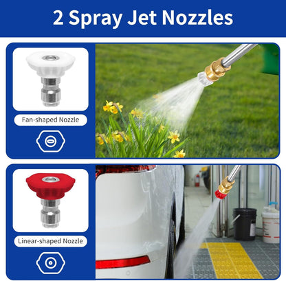 Grey High Pressure Washer Gun with 2 Spray Nozzles 19inch Long Wand Metal Garden Hose Sprayer for Car Wash Window Cleaning and Watering - Image 6