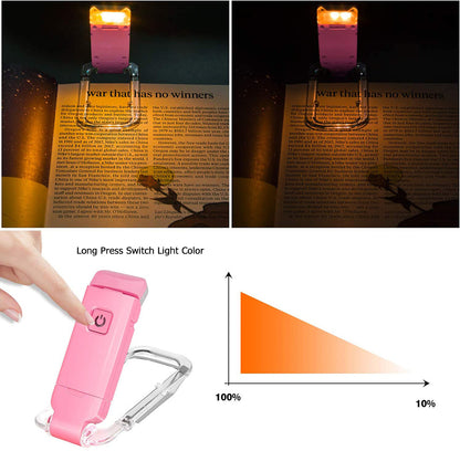 2-PCS Black Mini USB Rechargeable LED Book Light Eye Protection Reading Lamp with Adjustable Clip and Brightness for Kids Students Travel - Image 2