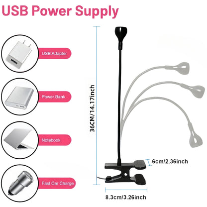 Black 3W UV LED Gel Nail Curing Lamp Clip On Flexible Gooseneck Light 4 Brightness Levels for Gel Polish and Resin Curing - Image 2
