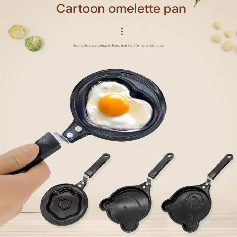 3-PCS Mini Non-Stick Egg Frying Pan Cartoon Shaped Omelette Cooker Mould for Breakfast Pancakes and Creative Cooking(Five-pointed star + heart + plum blossom) - Image 2