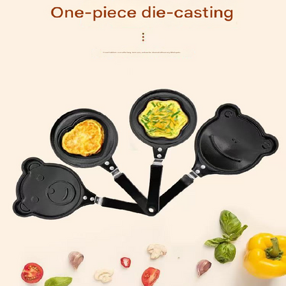 3-PCS Mini Non-Stick Egg Frying Pan Cartoon Shaped Omelette Cooker Mould for Breakfast Pancakes and Creative Cooking(Five-pointed star + heart + plum blossom) - Image 3