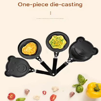 3-PCS Mini Non-Stick Egg Frying Pan Cartoon Shaped Omelette Cooker Mould for Breakfast Pancakes and Creative Cooking(Five-pointed star + heart + plum blossom) - Image 3
