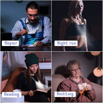 Blue Hands-Free USB Rechargeable Neck Reading Light 3 Colour Modes Flexible LED Book Lamp for Night Reading Knitting Repairing - Image 6