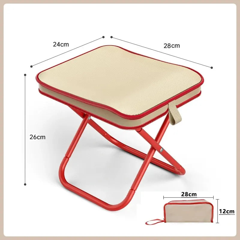 Red Ultra-Compact Portable Folding Stool 120kg Capacity Lightweight Camping Chair for Fishing Hiking and Australian Outdoor Events