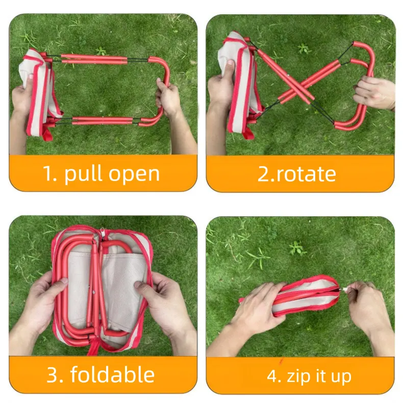 Red Ultra-Compact Portable Folding Stool 120kg Capacity Lightweight Camping Chair for Fishing Hiking and Australian Outdoor Events - Image 4