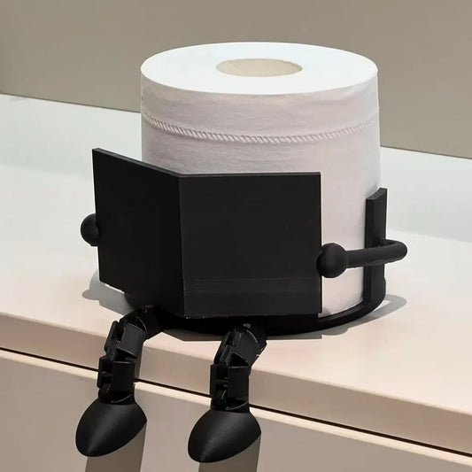 2-PCS White Novelty 3D Printed Reading Figure Toilet Roll Holder Fun Desktop Paper Stand Ornament for Bathroom Decor Unique Gift for Australian Homes - Image 2