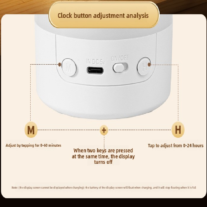 White Rechargeable LED Night Light with Remote Control Digital Clock Display 3 Color Modes Stepless Dimming Bedside Lamp for Nursing Camping Australia - Image 4