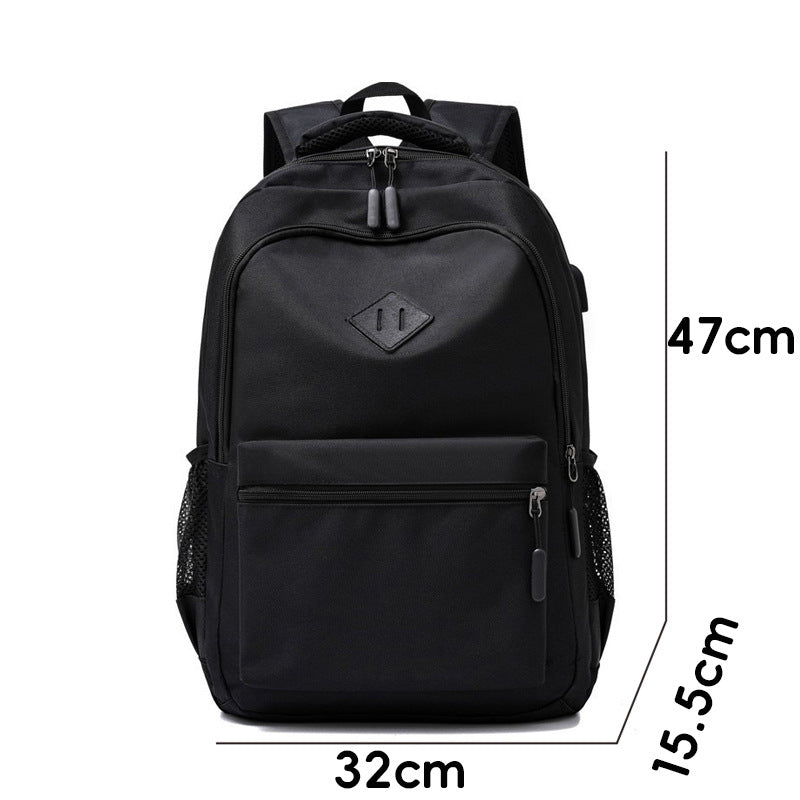 Black Large Capacity Laptop Backpack Water Resistant Travel Daypack with USB Charging Port for University High School Students and Commuters Black - Image 4