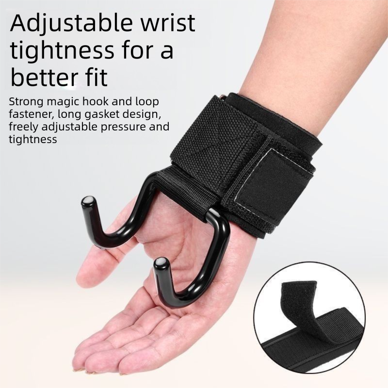 3-Pairs Black Heavy Duty Weightlifting Power Hooks for Deadlifts and Pull-ups Non-Slip Metal Hooks with Adjustable Padded Wrist Straps for Australian Gym Enthusiasts - Image 2
