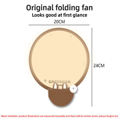 5 Pack Blue Seaside Bear Cute Cartoon Folding Hand Fans Portable Mini Circular Fans 20x24cm for Aussie Summer Outdoor Travel with Matching Storage Pouches for Kids and Adults - Image 3