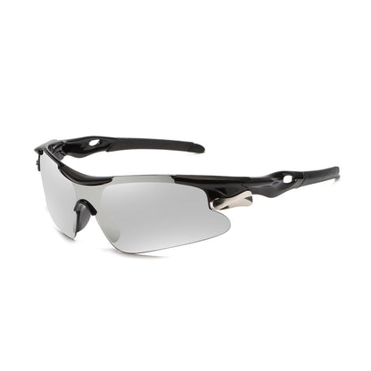 2-PCS Bright black frame with white mercury Men's Sports Cycling Sunglasses Windproof PC Frame Wrap Around Design for Riding Fishing Running Reliable Outdoor Protection Australian Style