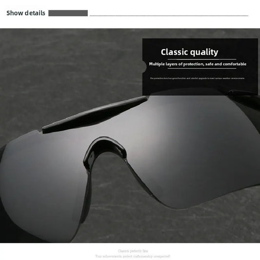 2-PCS Bright black-framed night vision Men's Sports Cycling Sunglasses Windproof PC Frame Wrap Around Design for Riding Fishing Running Reliable Outdoor Protection Australian Style - Image 4