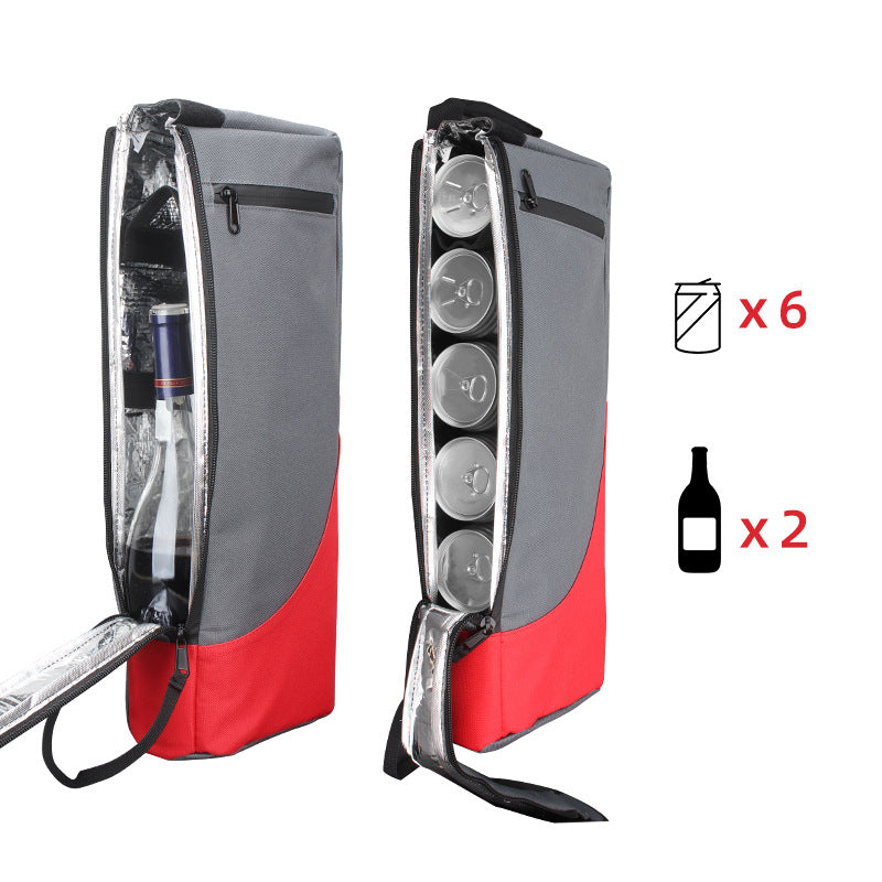 Red and Grey Insulated Golf Cooler Bag Portable Thermal Carrier Holds 6 Cans or 2 Wine Bottles with Shoulder Strap for Australian Golf Course and BBQ - Image 4