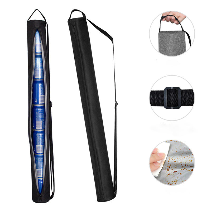 Grey Insulated Golf Beer Cooler Bag Cylindrical Tube Design with PEVA Lining 25cm Portable Crossbody Shoulder Strap for Australian Golf and BBQs - Image 3