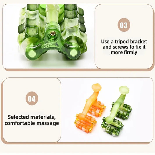 2-Pcs Green Manual Roller Massager Handheld Full Body Relaxation Tool for Back Waist Legs Moon Car Design Ergonomic Deep Tissue Massage for Australian Homes - Image 4