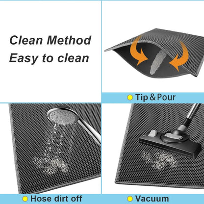 2-PCS Blue Double Layer Cat Litter Mat Honeycomb Design Waterproof EVA Trapping Mat for Litter Box Tracking Control 40x50cm Easy Clean Australian Pet Supplies - Image 3