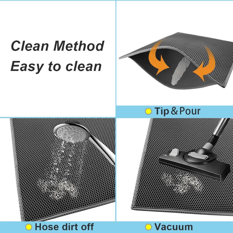 2-PCS Pink Double Layer Cat Litter Mat Honeycomb Design Waterproof EVA Trapping Mat for Litter Box Tracking Control 40x50cm Easy Clean Australian Pet Supplies - Image 3