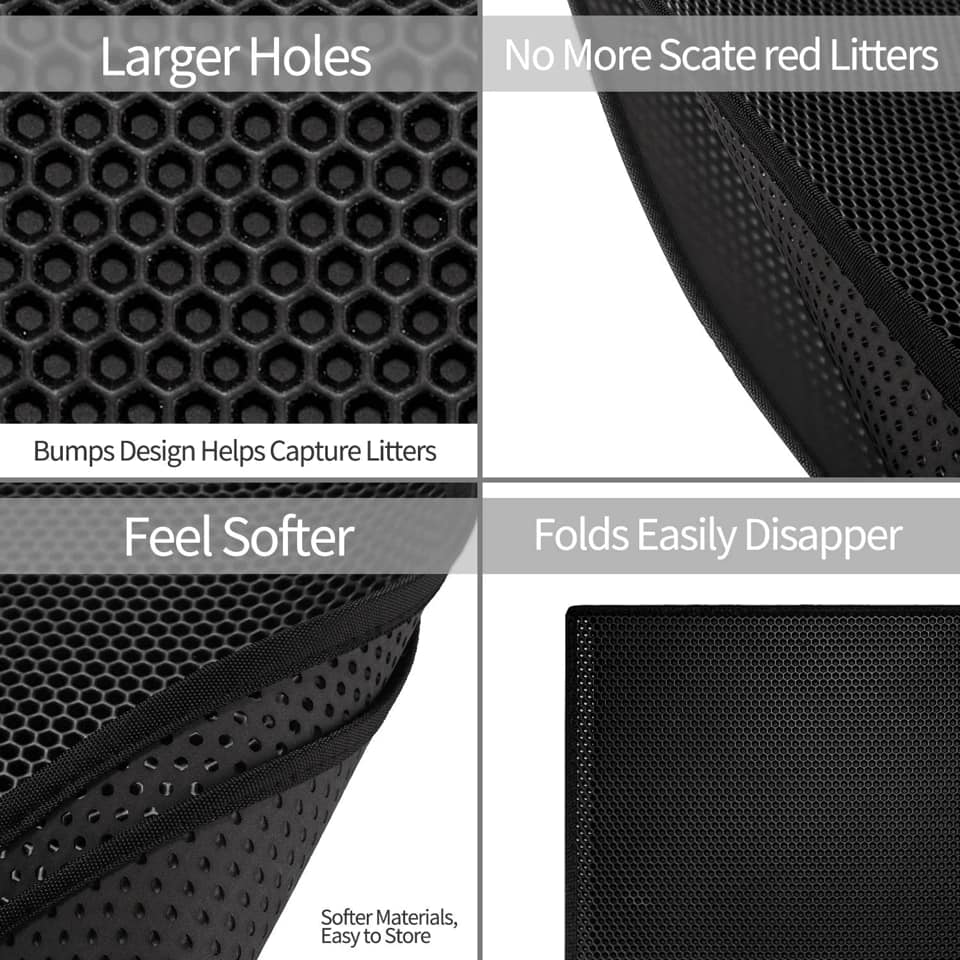 2-PCS Brown Double Layer Cat Litter Mat Honeycomb Design Waterproof EVA Trapping Mat for Litter Box Tracking Control 40x50cm Easy Clean Australian Pet Supplies - Image 4