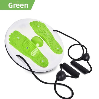 Green Magnetic Waist Twisting Disc with Resistance Bands Portable Fitness Board for Home Office Core Training 27.5cm Large Diameter