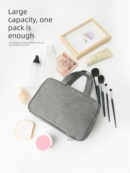 Gray Waterproof 4-Fold Hanging Toiletry Bag with Wet/Dry Separation for Australian Travel & Cosmetics - Image 2