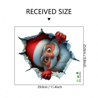 10 PCS Creative 3D Santa Claus Peeking Through Wall Christmas Wall Sticker for Australian Homes - Image 2