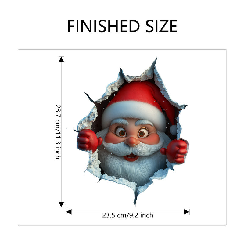 10 PCS Creative 3D Santa Claus Peeking Through Wall Christmas Wall Sticker for Australian Homes - Image 3