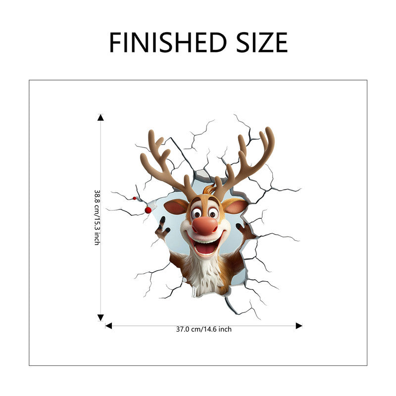 10 PCS Creative 3D Reindeer Peeking Through Wall Christmas PVC Wall Decal for Australian Homes - Image 3