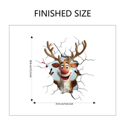 10 PCS Creative 3D Reindeer Peeking Through Wall Christmas PVC Wall Decal for Australian Homes - Image 3