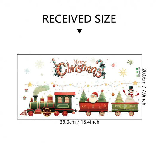 10 PCS Christmas Train with Santa & Snowman PVC Wall Sticker for Australian Shop Windows & Home Decor - Image 2
