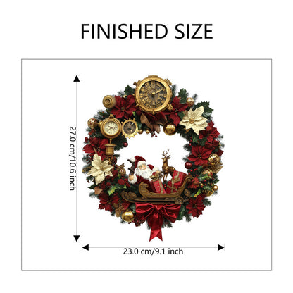 10 PCS Festive Christmas Wreath PVC Wall Sticker with Santa, Reindeer & Clocks for Australian Decor - Image 3