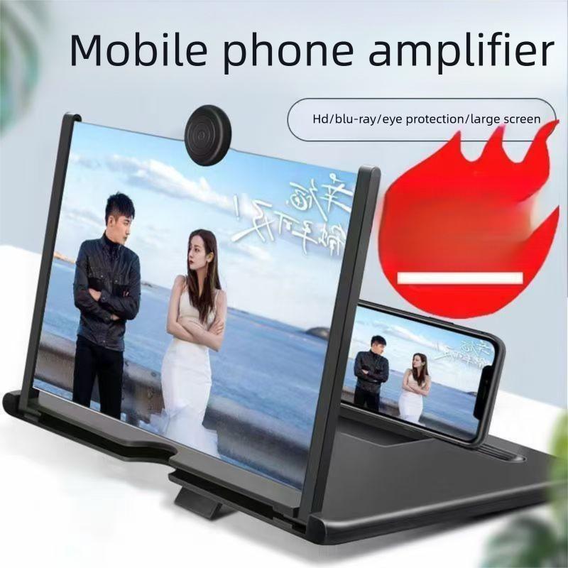 Black Portable 10-Inch Mobile Phone Screen Magnifier with Foldable Stand - 3D HD Video Amplifier for Movies & Reading - Pull-Out Design Compatible with All Smartphones - Ideal for Home, Travel & Camping - Image 2